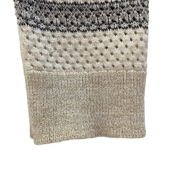 White House Black Market Striped Mix Stitch Sweater Jacket Cardigan Fringe Hem - Picture 15 of 16